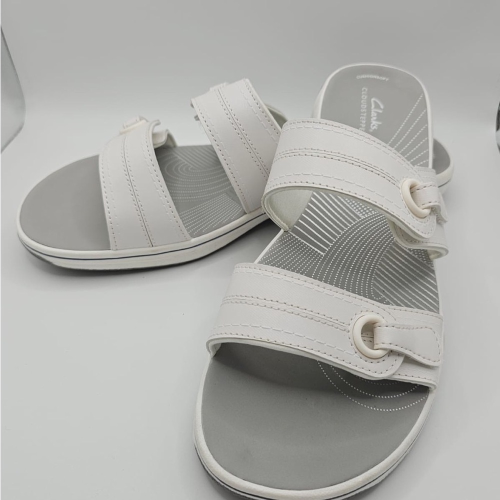 Clarks Women's Cream Slide Sandals - Picture 3 of 3
